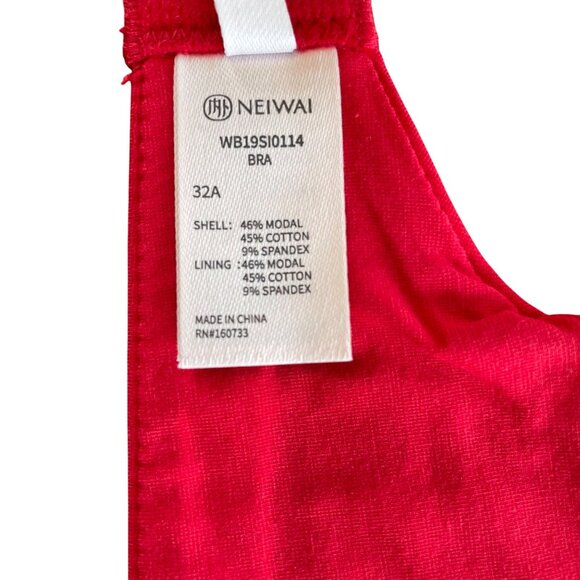 Neiwai Pure Comfort Soft Modal Triangle Bra 1.0 Red Sz 32A MSRP $38 - Picture 5 of 7